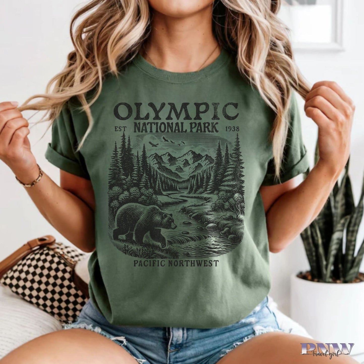 Olympic National Park, Vintage Style Tshirt