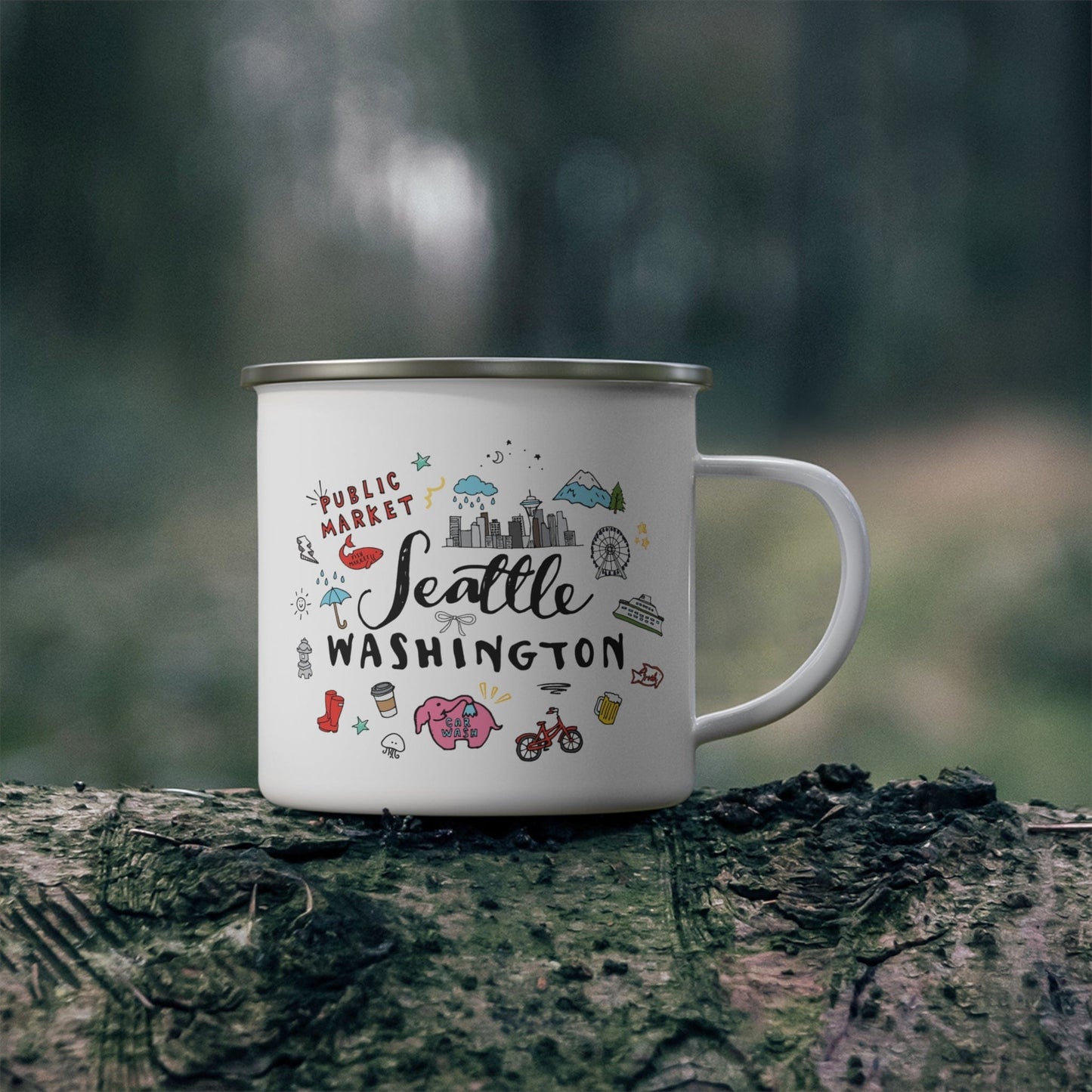 Seattle Doodles - Enamel Souvenir Mug