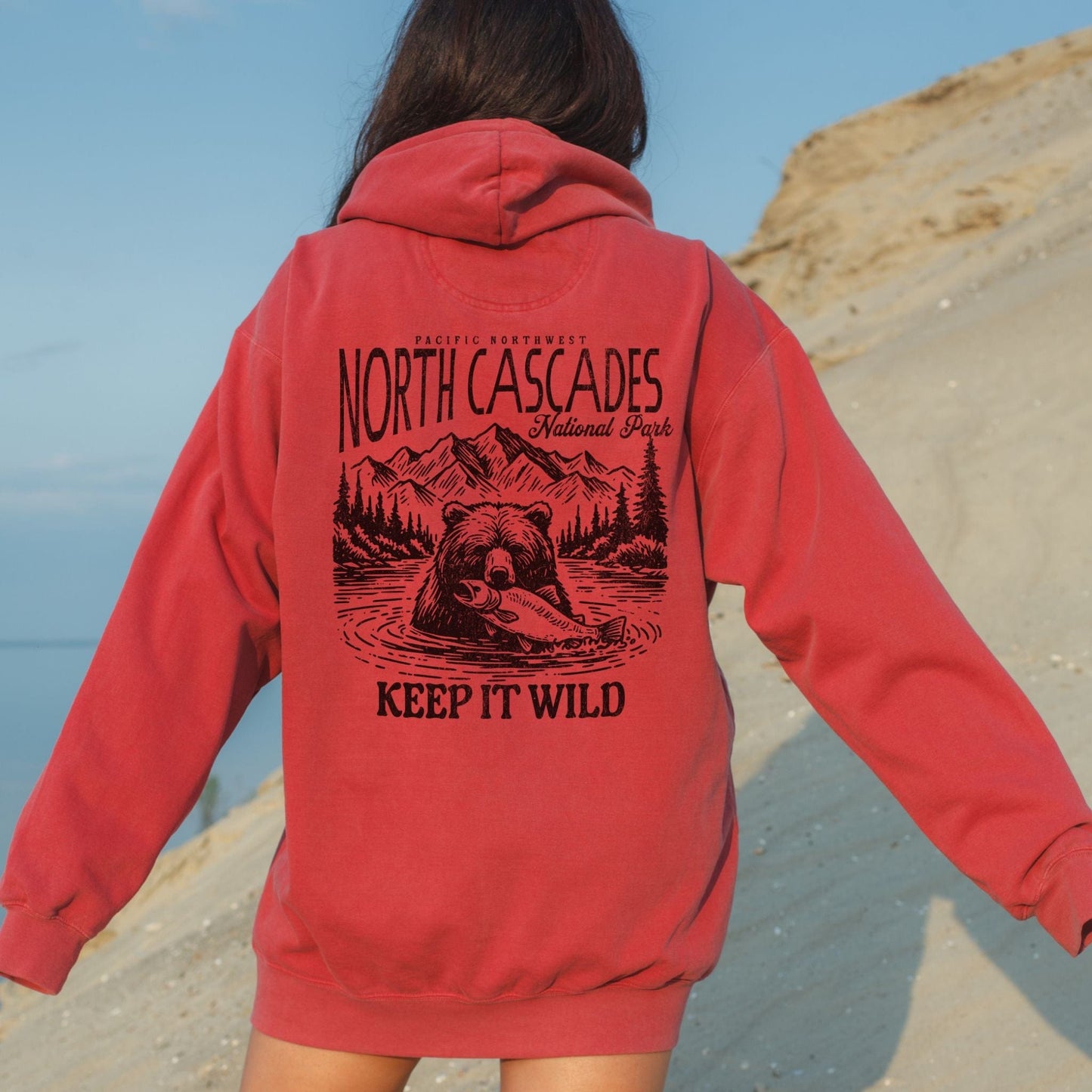 North Cascades National Park Bear Hoodie | Retro Mountain Sweatshirt