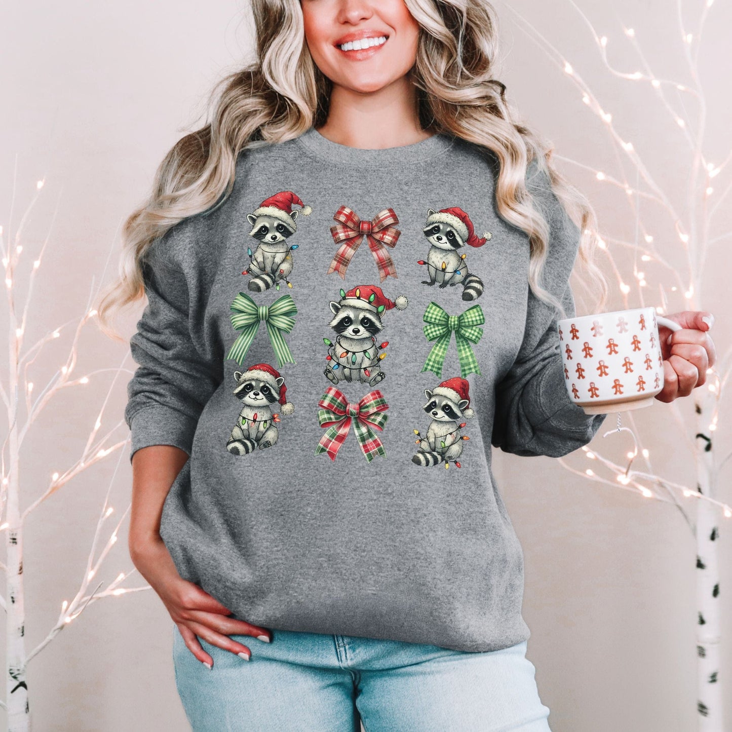 Coquette Raccoon Holiday Softstyle Sweatshirt