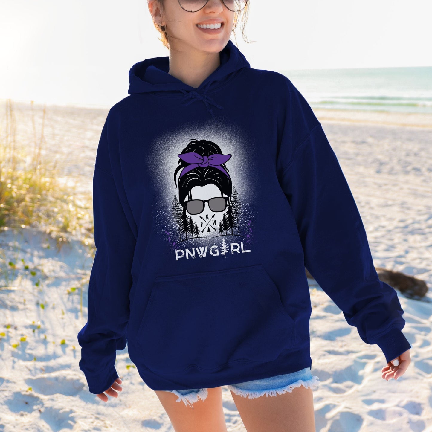 Purple Messy Bun, PNW Girl, Softstyle Hoodie
