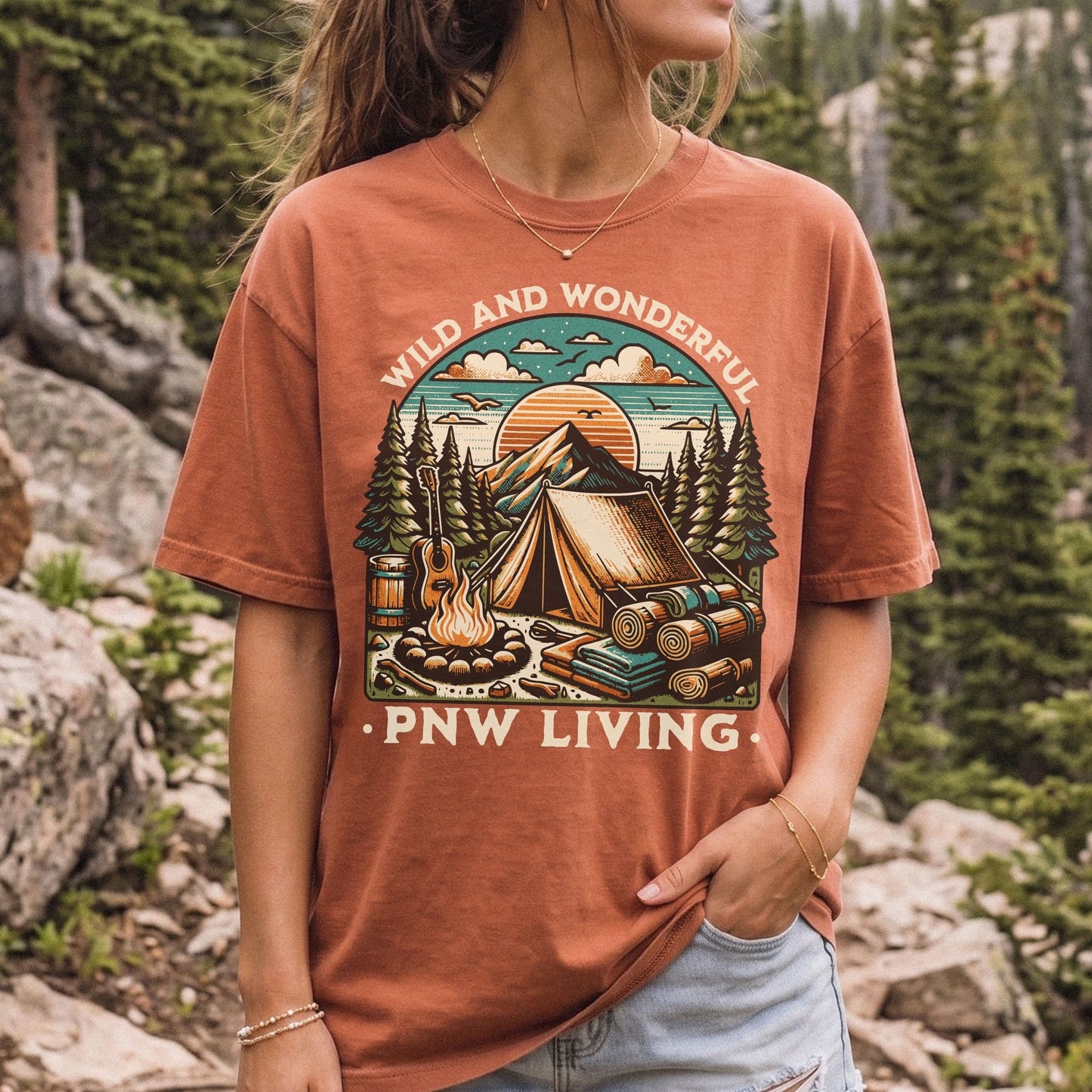 PNW Living, Camp Lovers, Vintage Style Tee