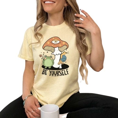 Be Yourself Mushroom, Vintage Style Tee