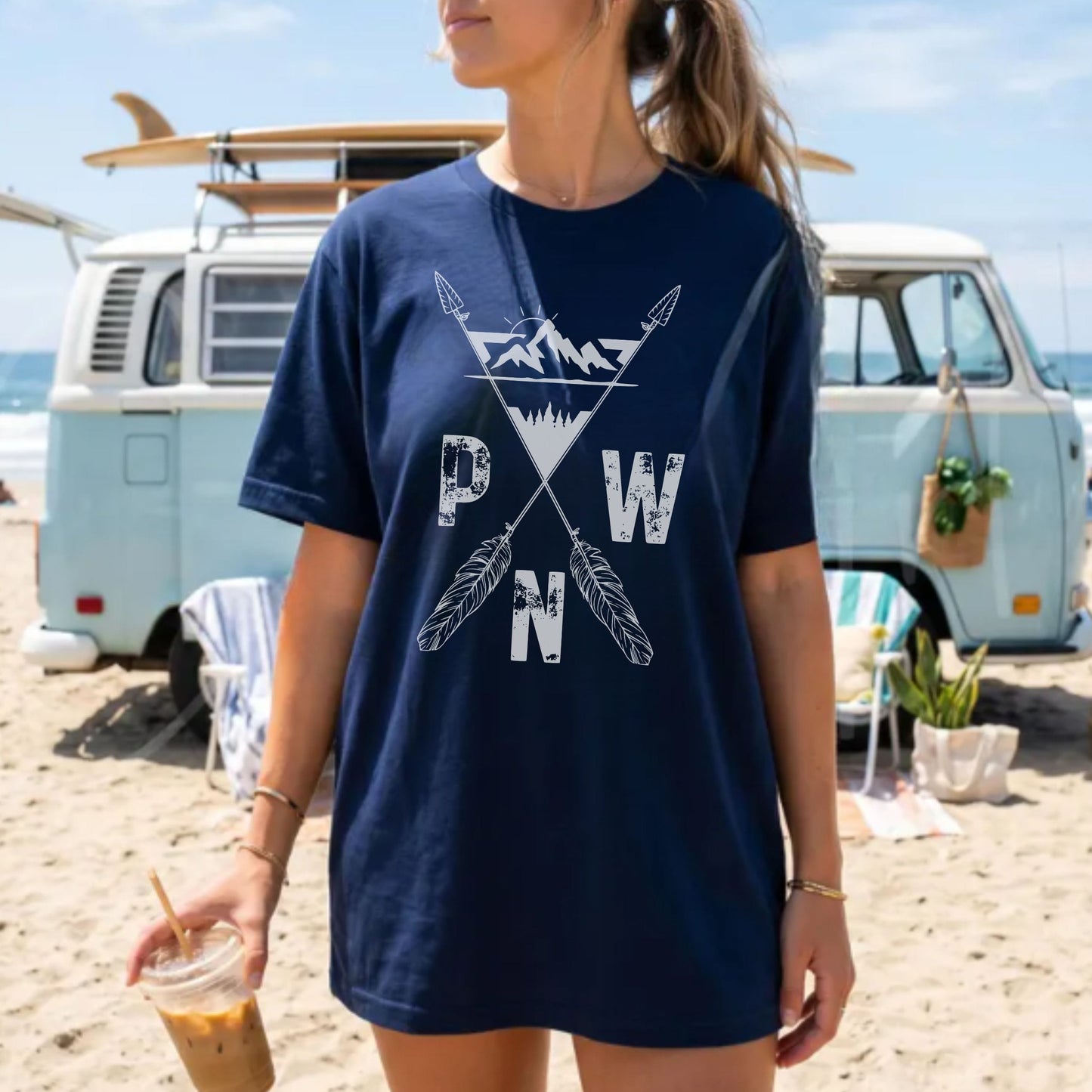 PNW Mountains & Arrows Graphic Tee | Soft & Comfy Hiking Shirt