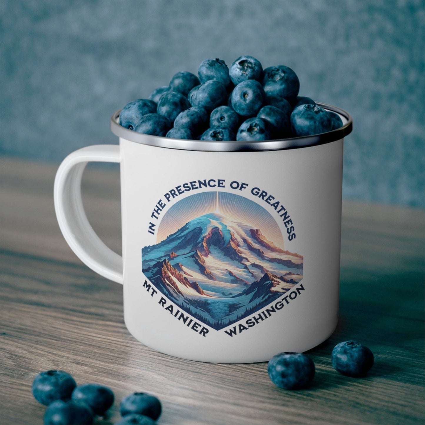 Vibrant Mount Rainier - Enamel Camping Mug