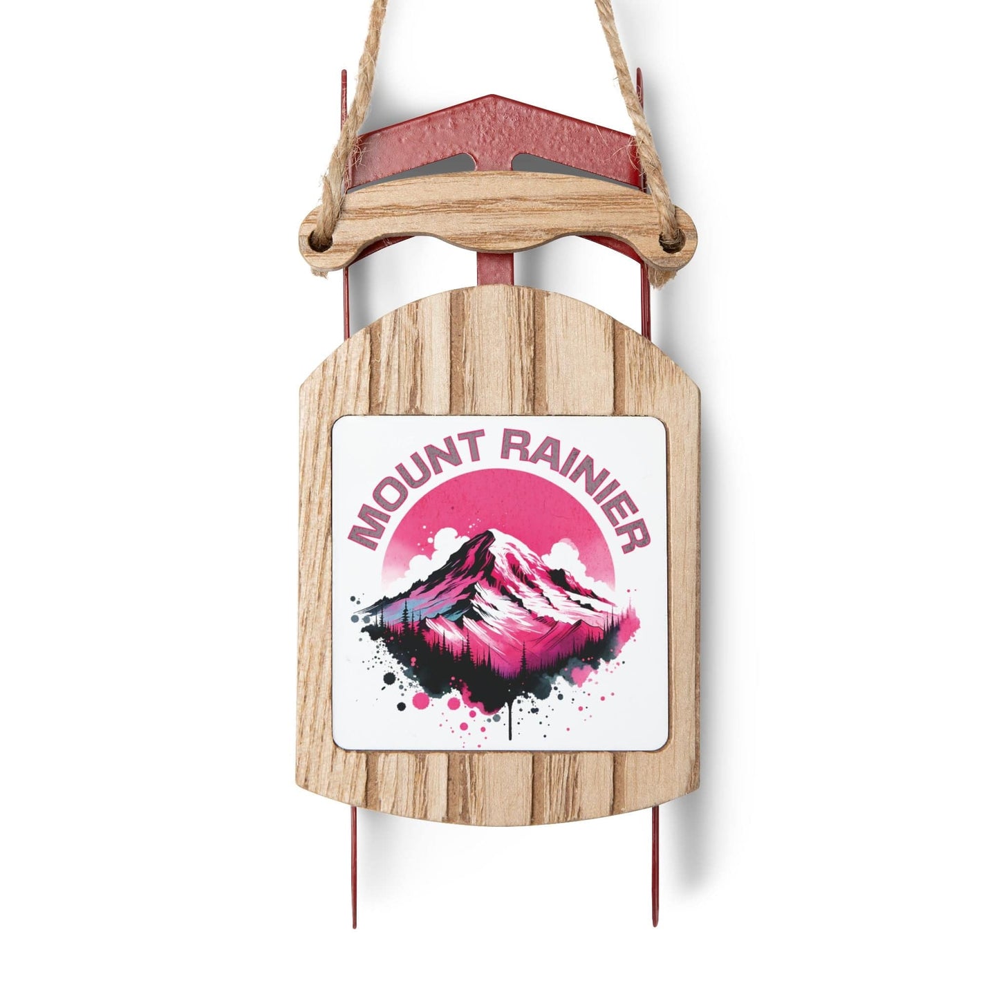 Pink Mount Rainier Sled Christmas Ornament