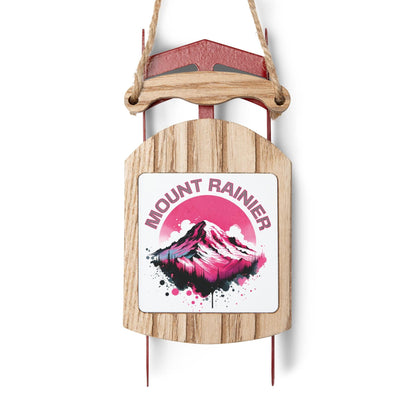 Pink Mount Rainier Sled Christmas Ornament