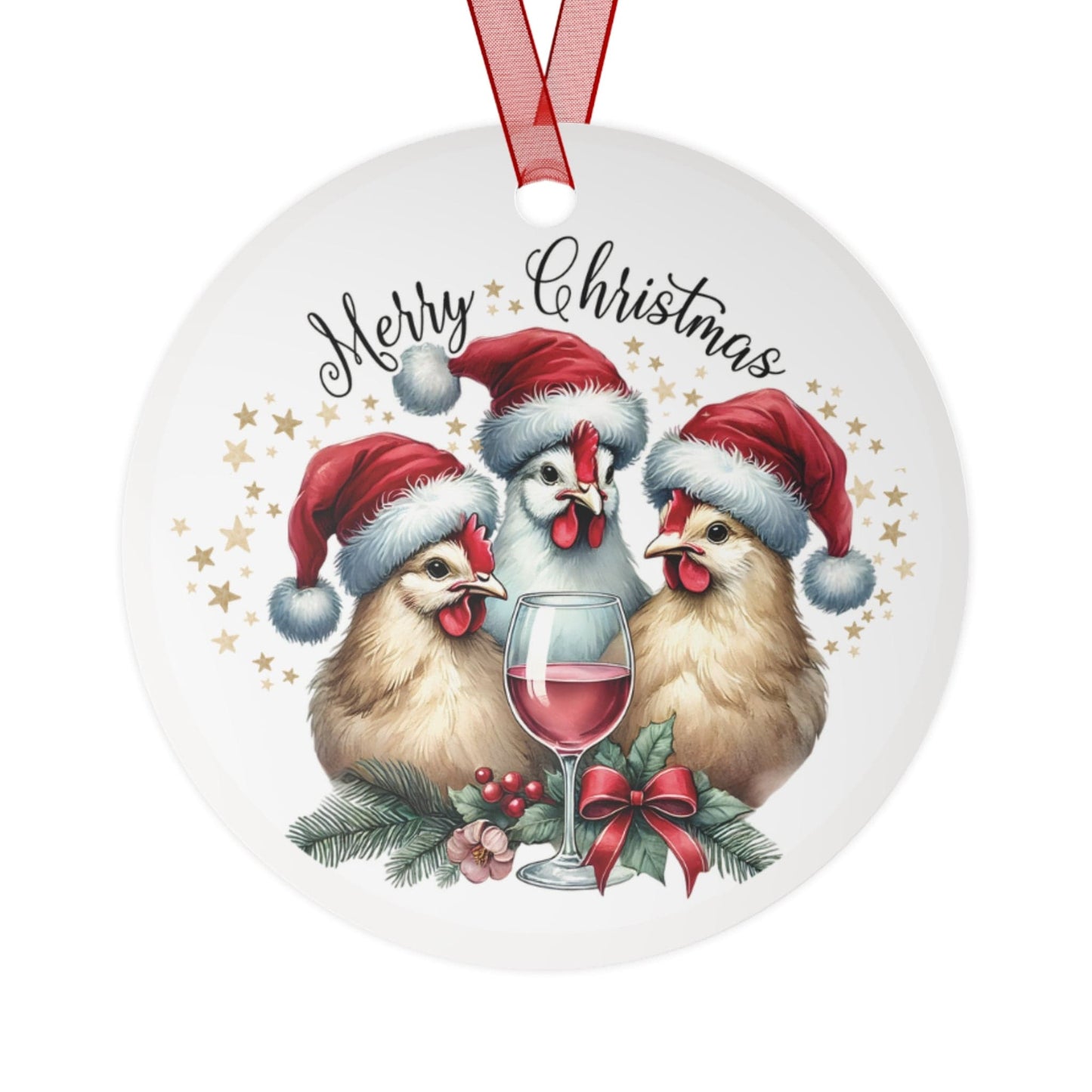 Toast to the Chickens, Christmas Metal Ornament