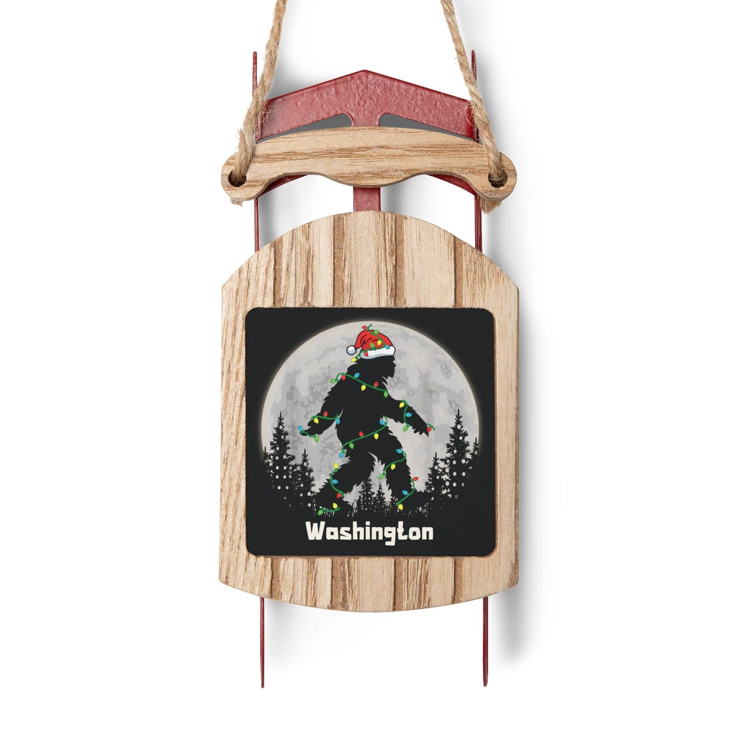 Washington Christmas Sasquatch Sled Ornament