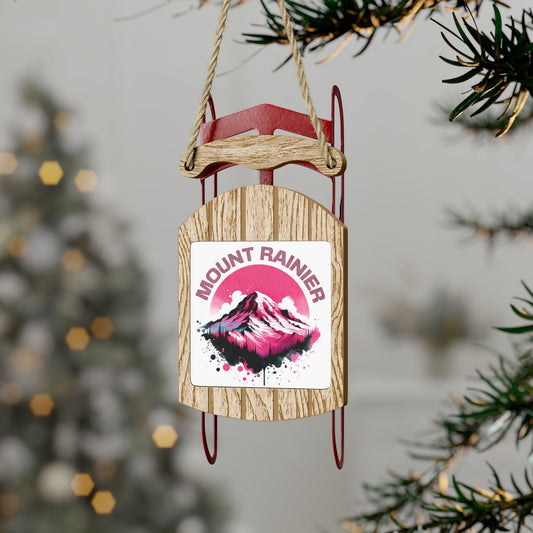 Pink Mount Rainier Sled Christmas Ornament