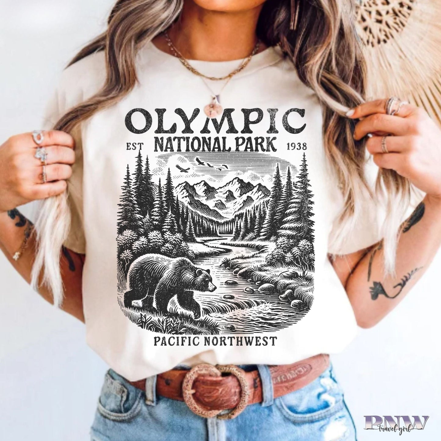 Olympic National Park, Vintage Style Tshirt