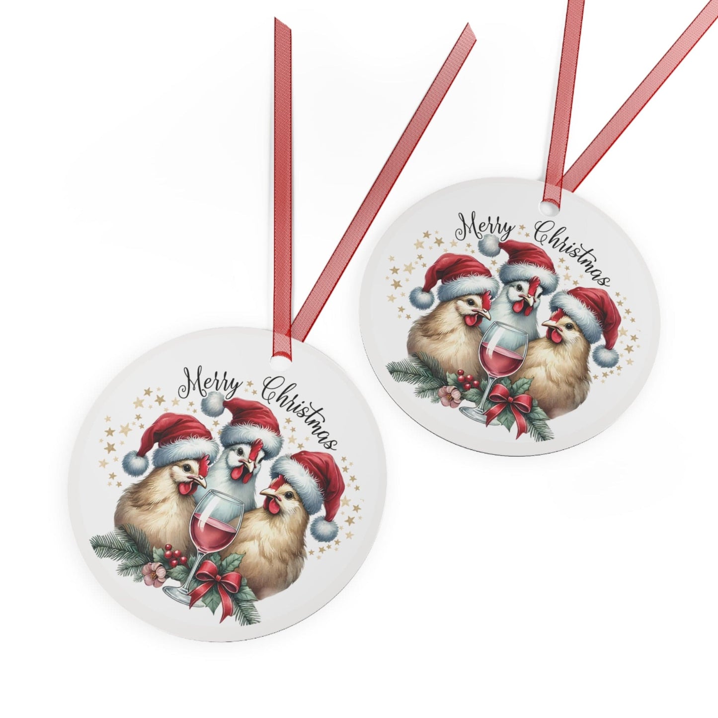 Toast to the Chickens, Christmas Metal Ornament