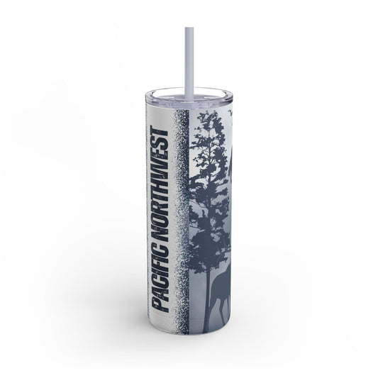 PNW Wildlife Blue Foggy Skies 20oz Skinny Matte Tumbler with Straw