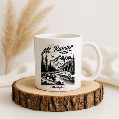 MT Rainier Ellk - 11oz - 15oz White Ceramic Mug