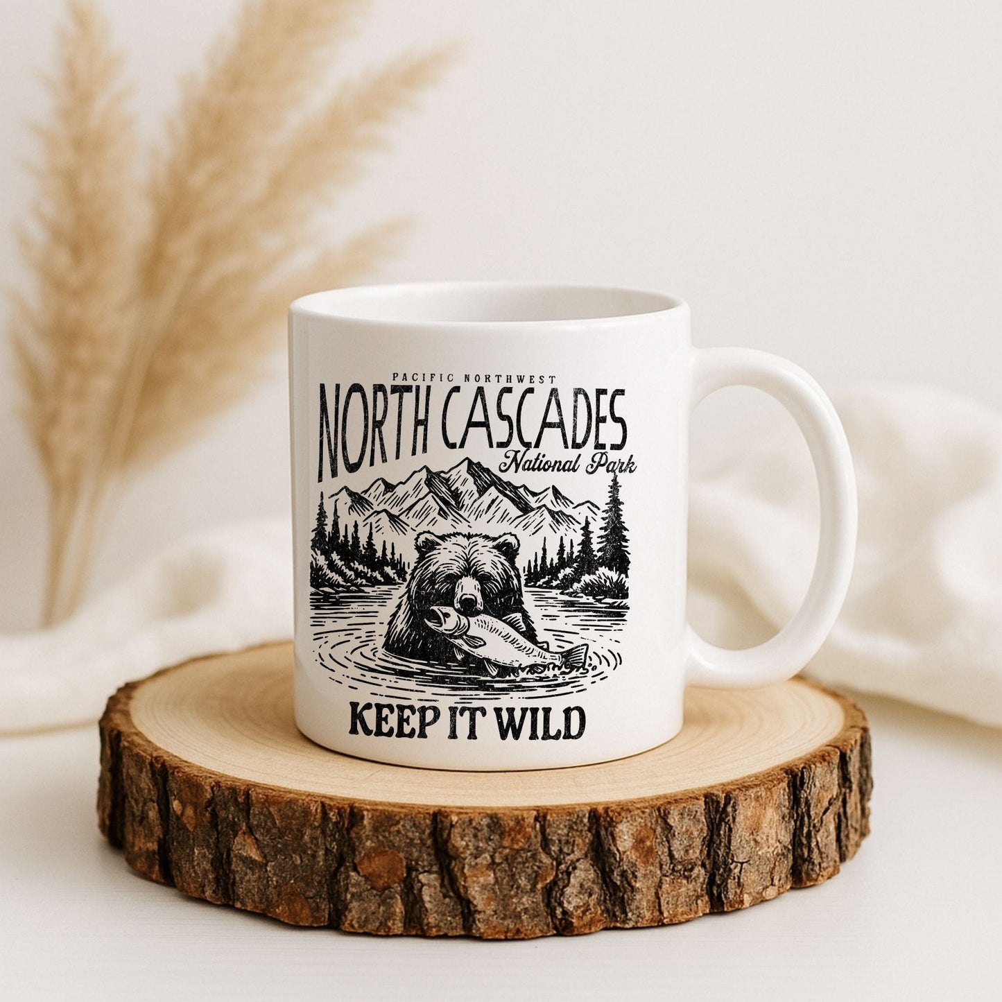 North Cascades NP Bear & Salmon Ceramic Mug