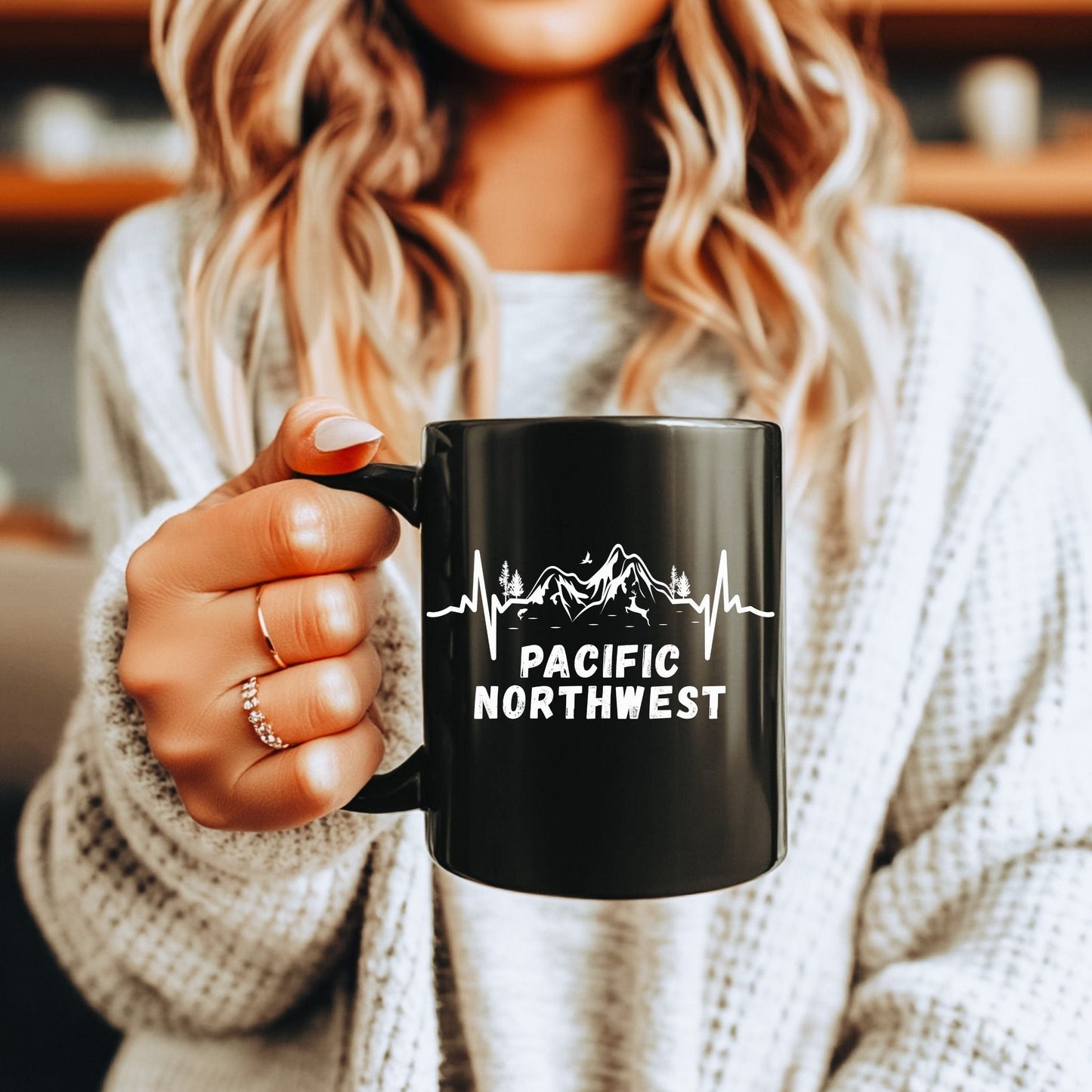 Pacific Northwest Heartbeat Black Mug