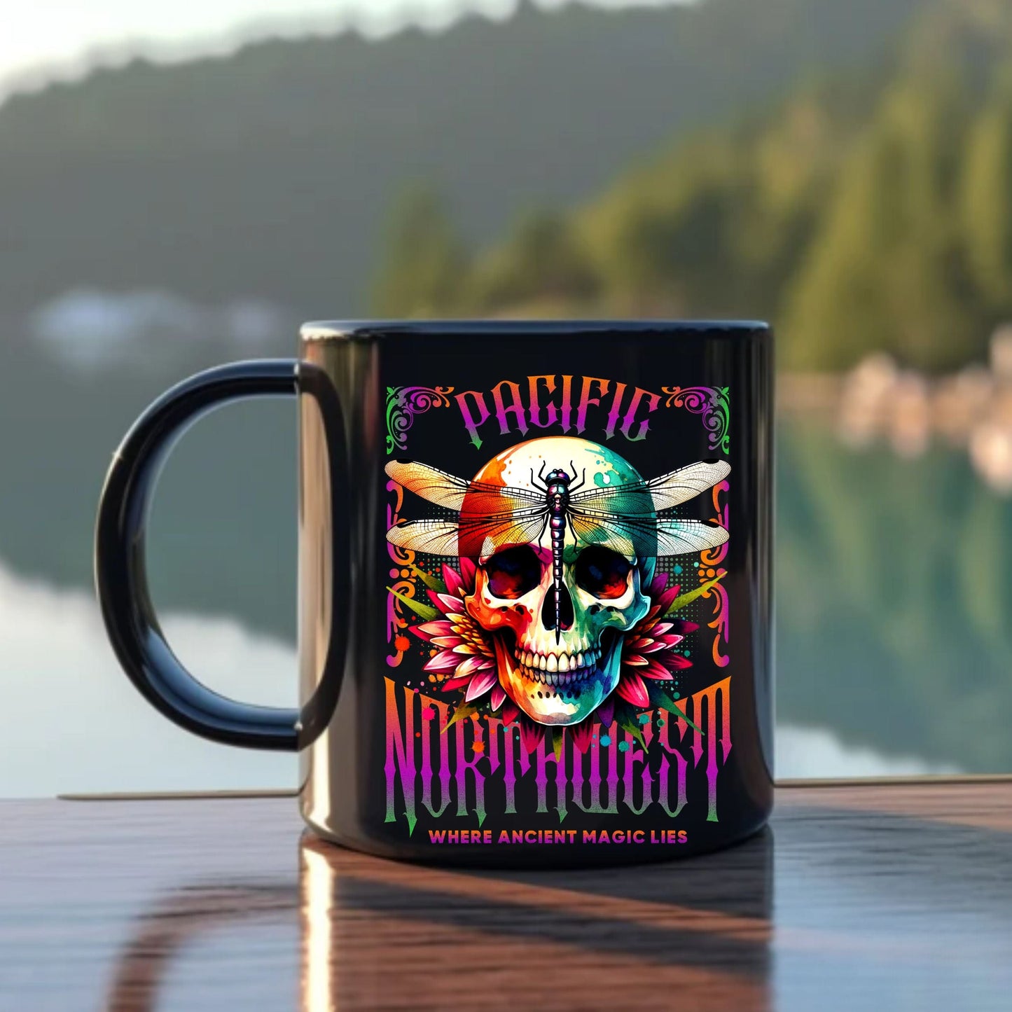 PNW Ancient Magic Black Mug (11oz, 15oz)