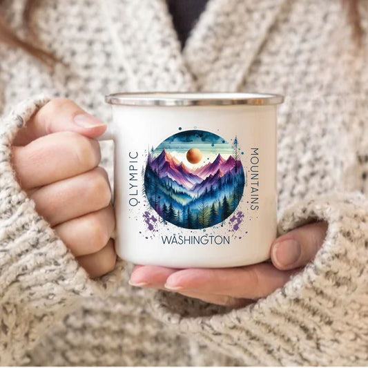 The Olympic Mountains - Enamel Souvenir Mug