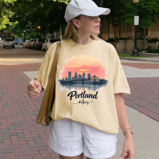 Portland Oregon Sunset Shirt | Comfort Colors Skyline City
