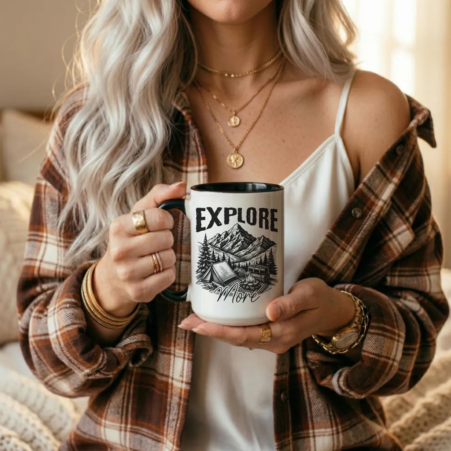 Explore More Camping Mug | Mountain Adventure Accent Coffee Mug