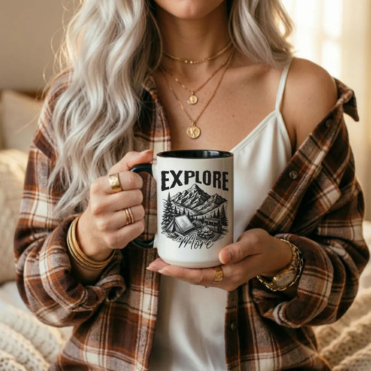 Explore More Camping Mug | Mountain Adventure Accent Coffee Mug