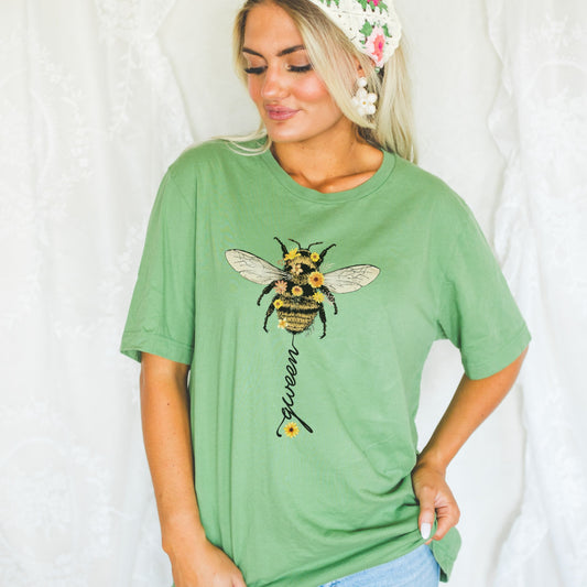 Queen Bee T-Shirt | Floral Bumble Bee Wildflower Graphic Tee