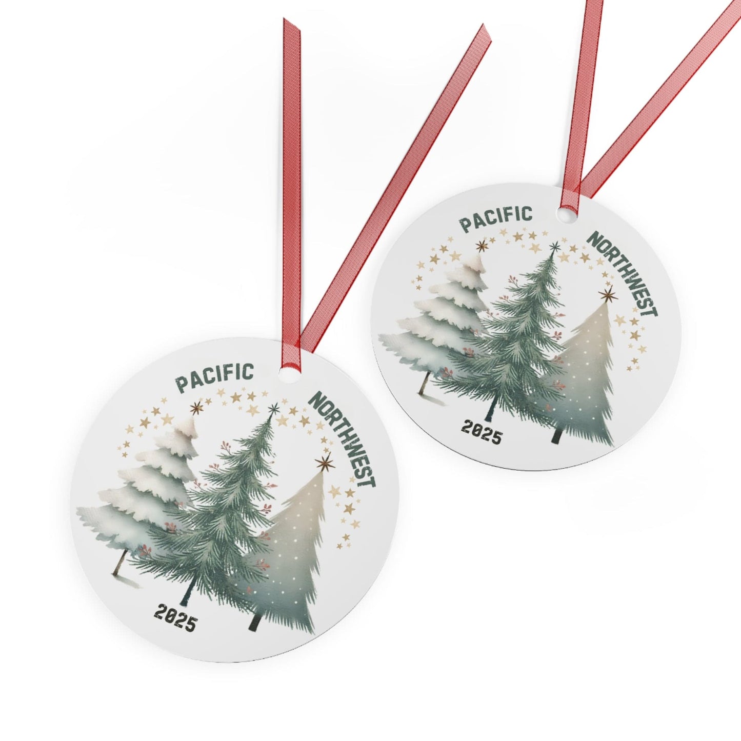 Pacific Northwest Christmas Forest, Metal Ornament