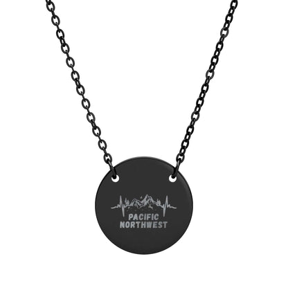 Engraved - Pacific Northwest, Mountain Heartbeat Circle Necklace