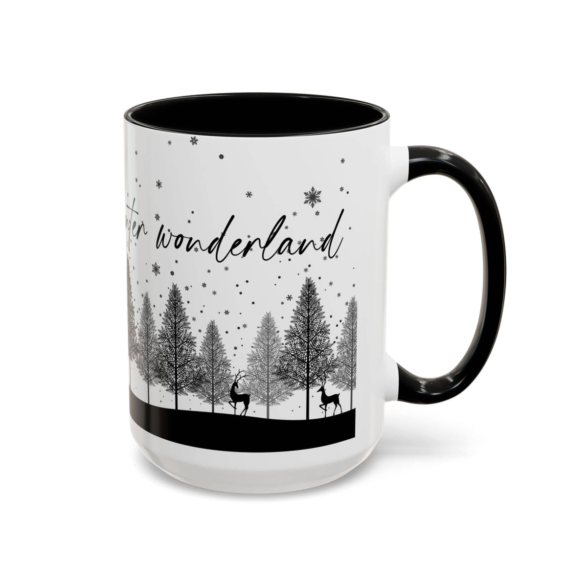 Winter Wonderland Mug | Black Accent Snowy Forest Coffee Mug