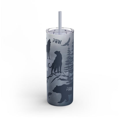 PNW Wildlife Blue Foggy Skies 20oz Skinny Matte Tumbler with Straw