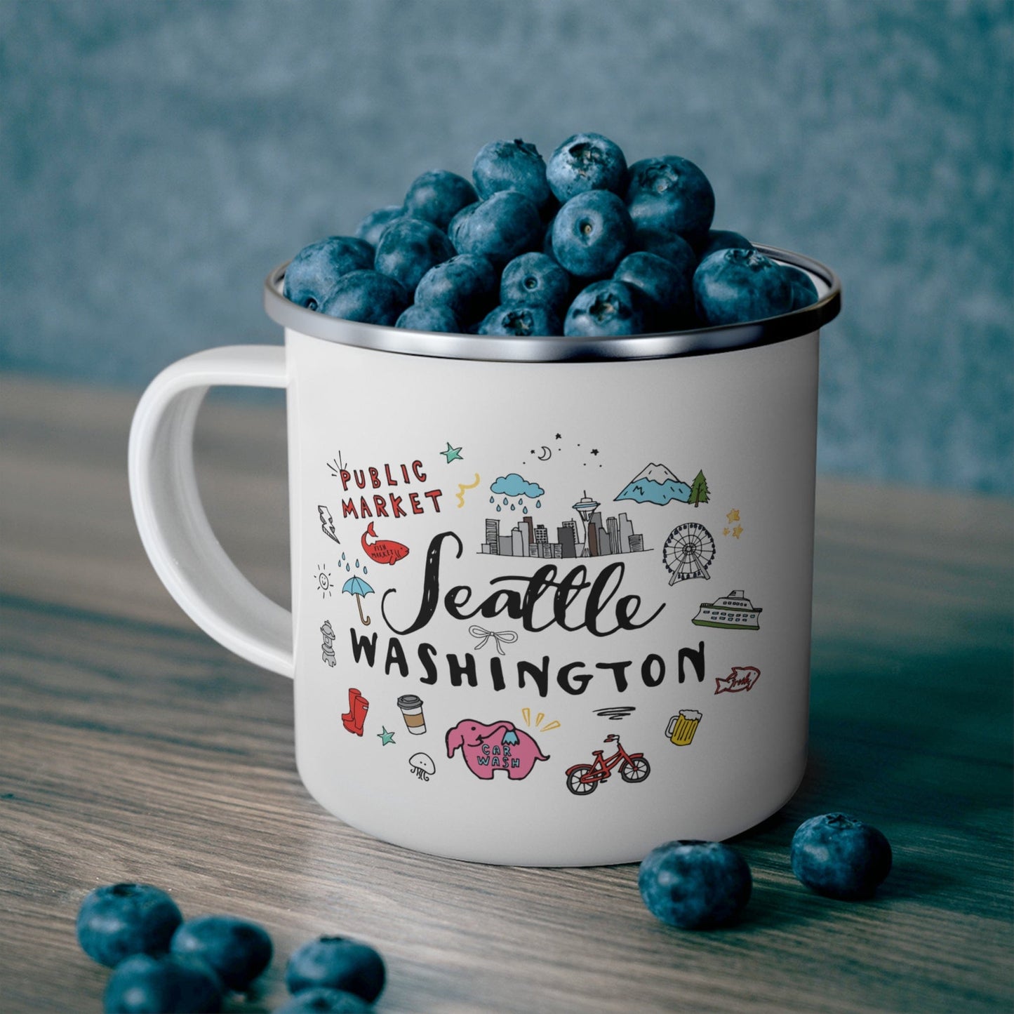 Seattle Doodles - Enamel Souvenir Mug