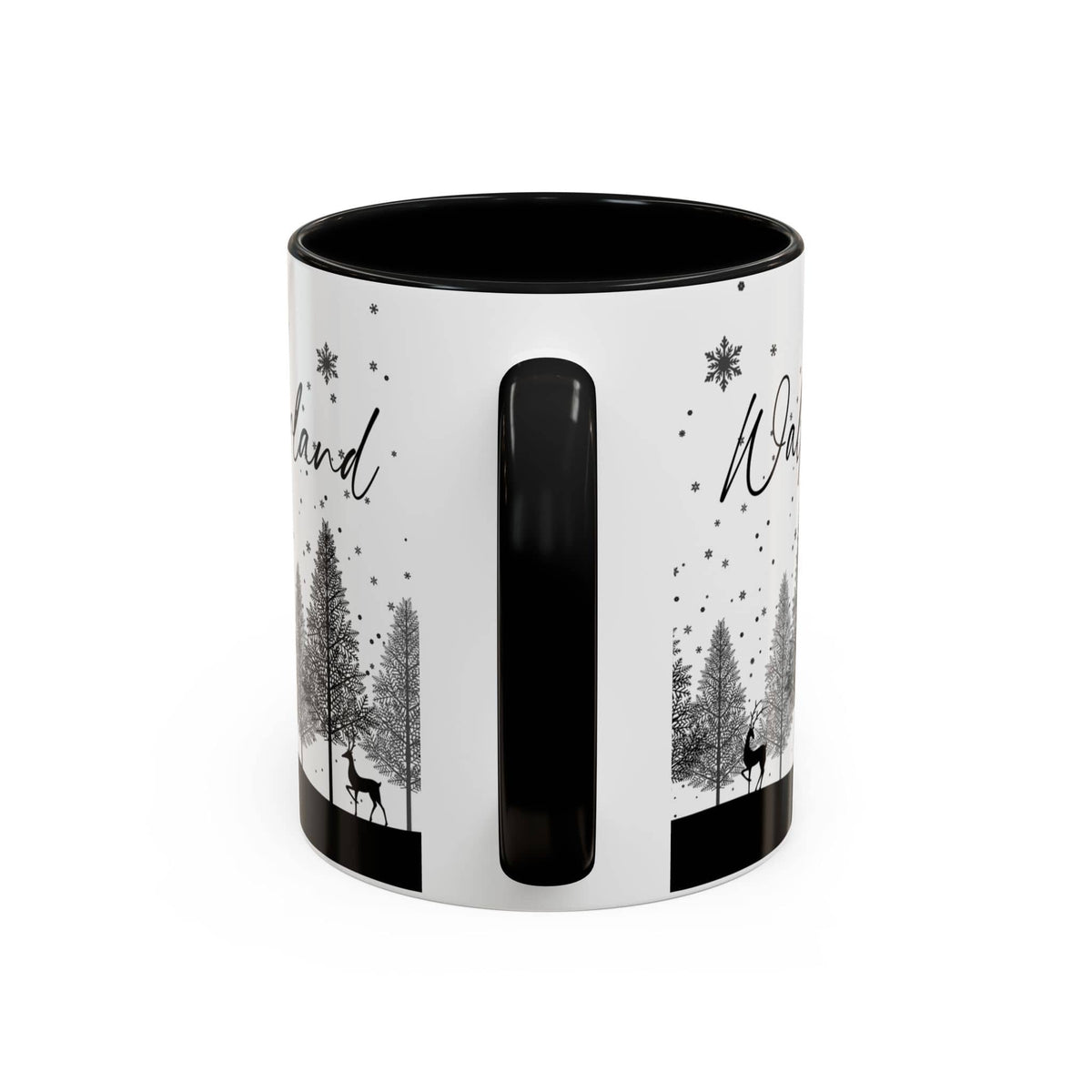 Winter Wonderland Mug | Black Accent Snowy Forest Coffee Mug