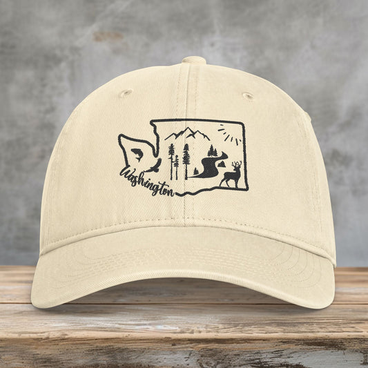 Washington Embroidered Comfort Colors Hat | PNW Outdoor Washed Cap