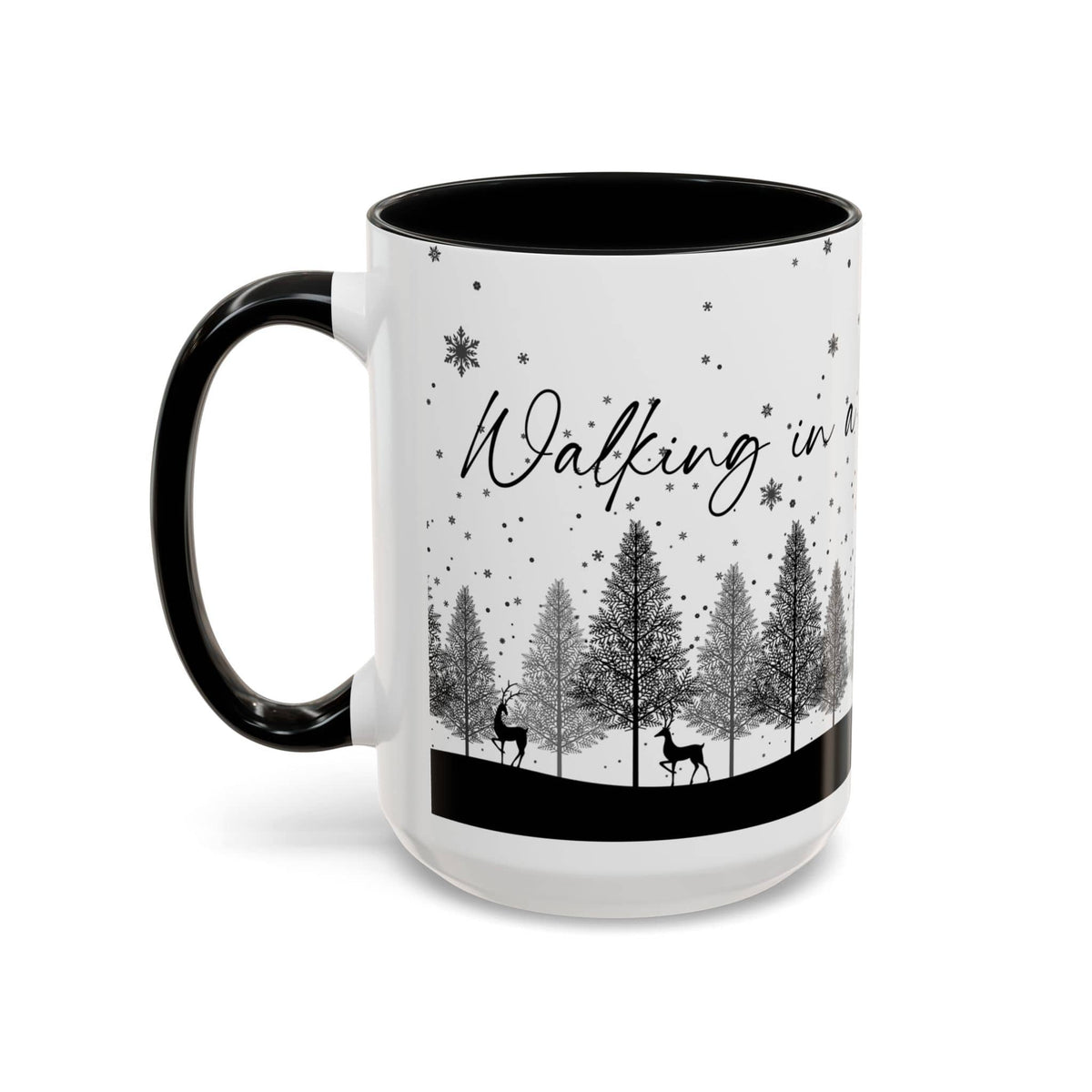 Winter Wonderland Mug | Black Accent Snowy Forest Coffee Mug