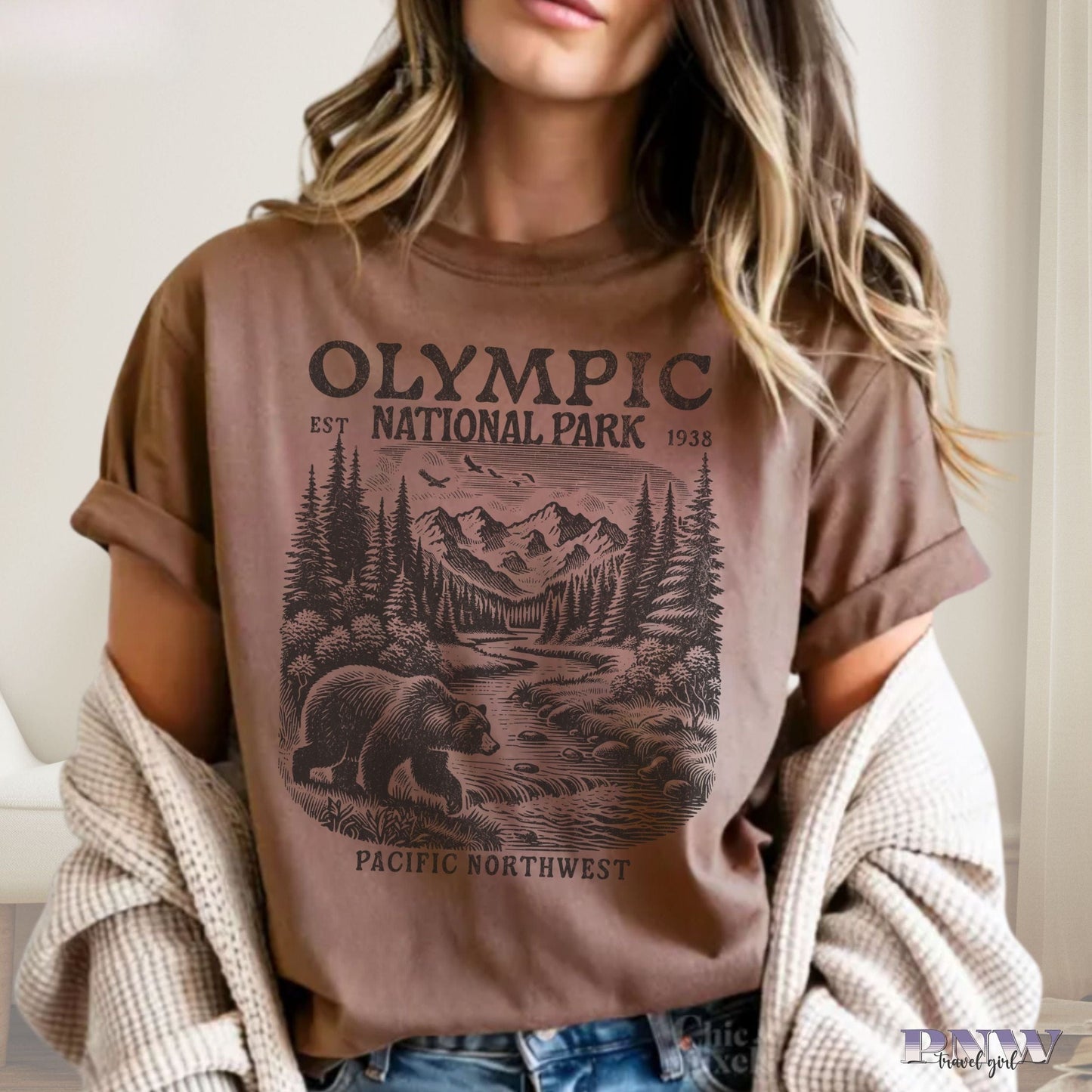 Olympic National Park, Vintage Style Tshirt