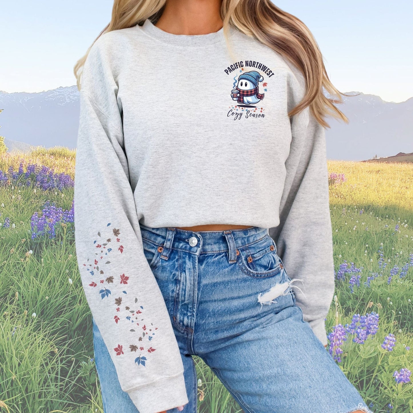 Pacific Northwest Cozy Season, Pocket Ghost, Softstyle Sweatshirt