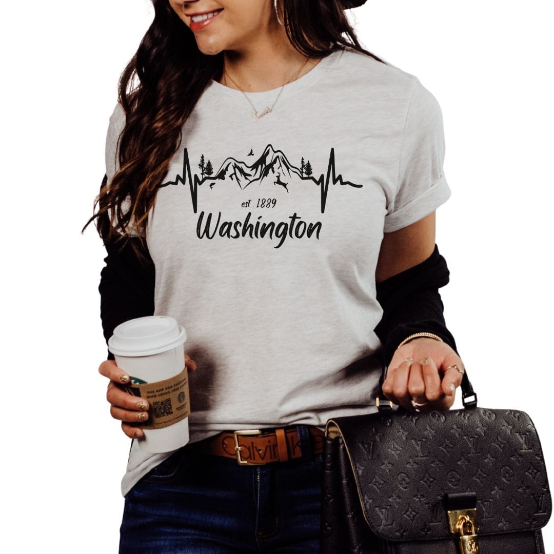 Washington Mountain Heartbeat Graphic Tee | PNW Nature Shirt