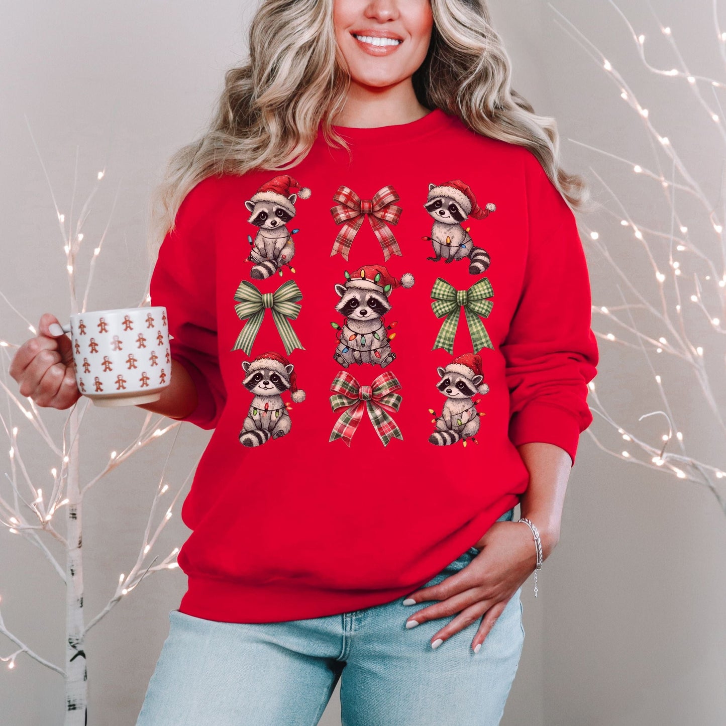 Coquette Raccoon Holiday Softstyle Sweatshirt