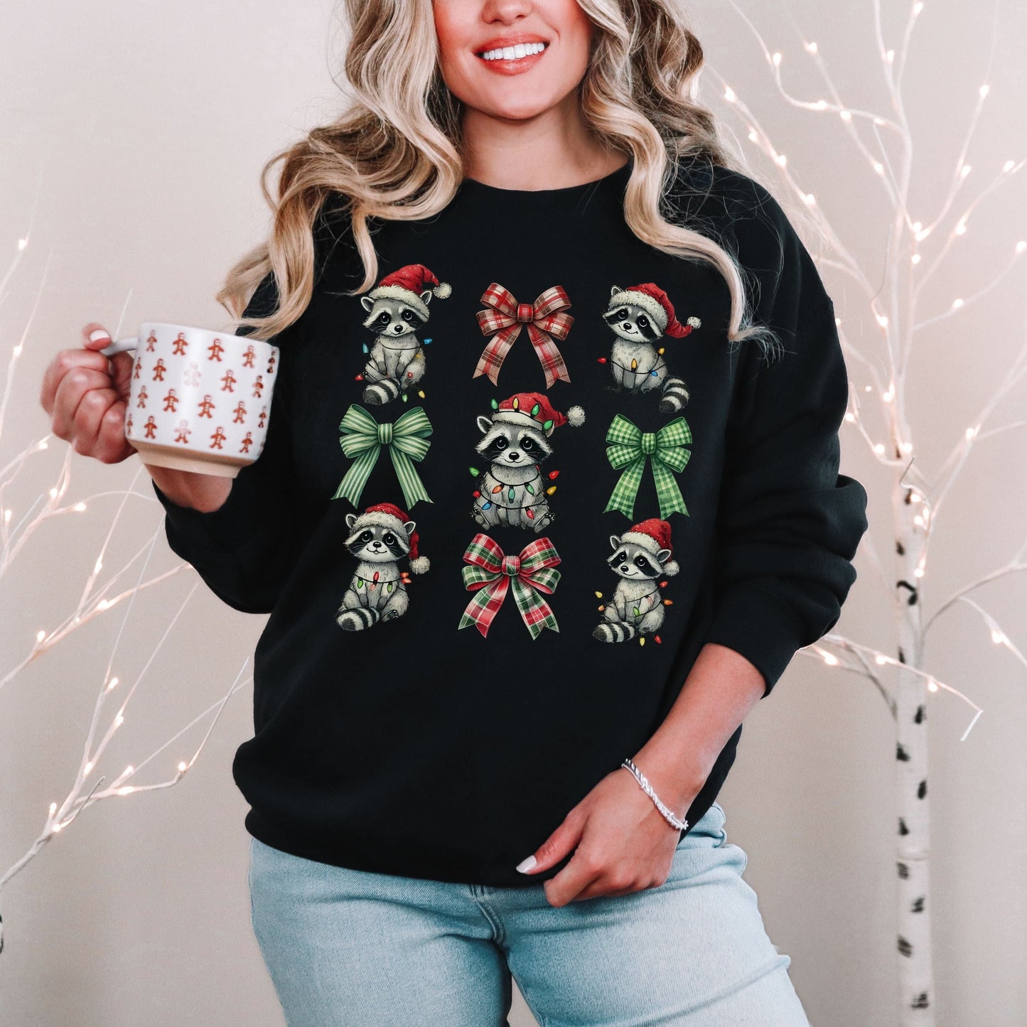 Coquette Raccoon Holiday Softstyle Sweatshirt