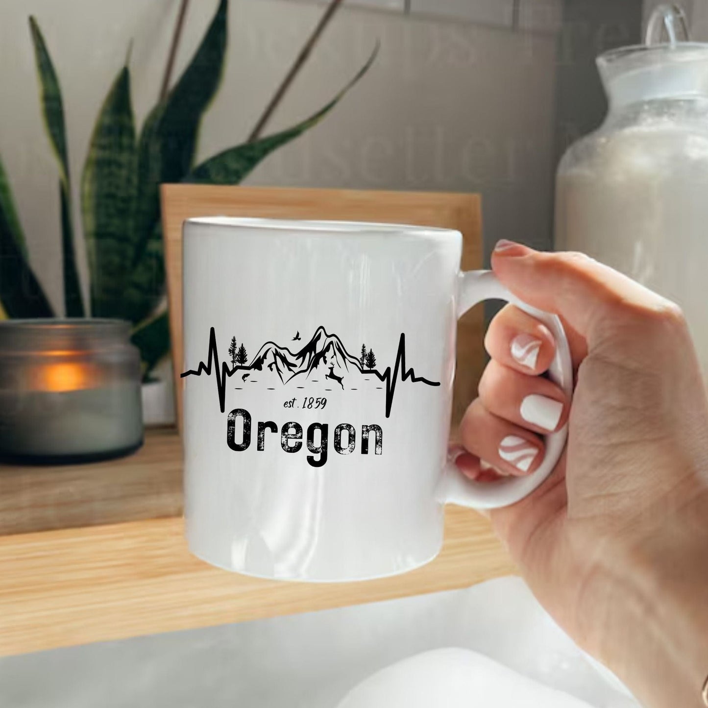 Oregon Mountains Heartbeat - 11oz Ceramic Mug
