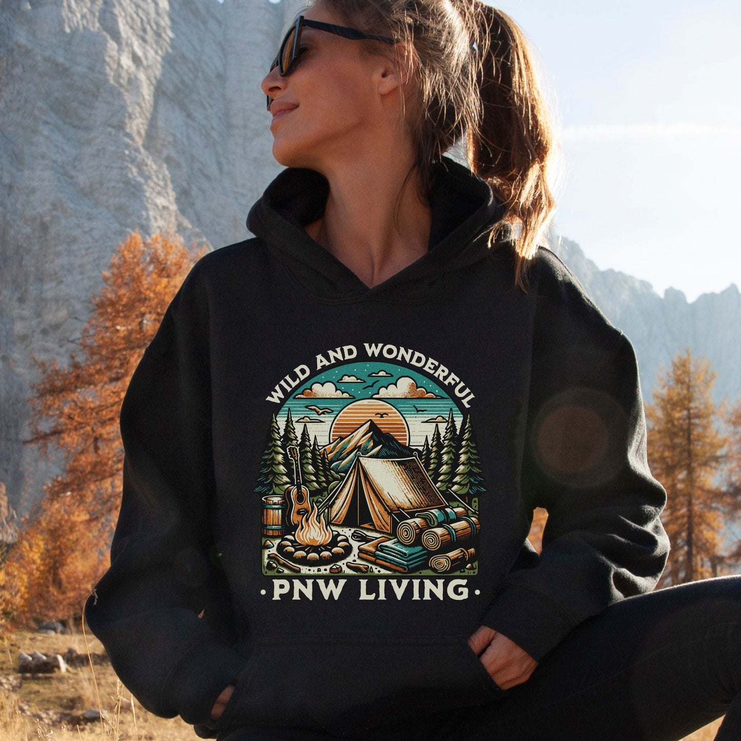 PNW Living, Camping Adventure, Softstyle Hoodie
