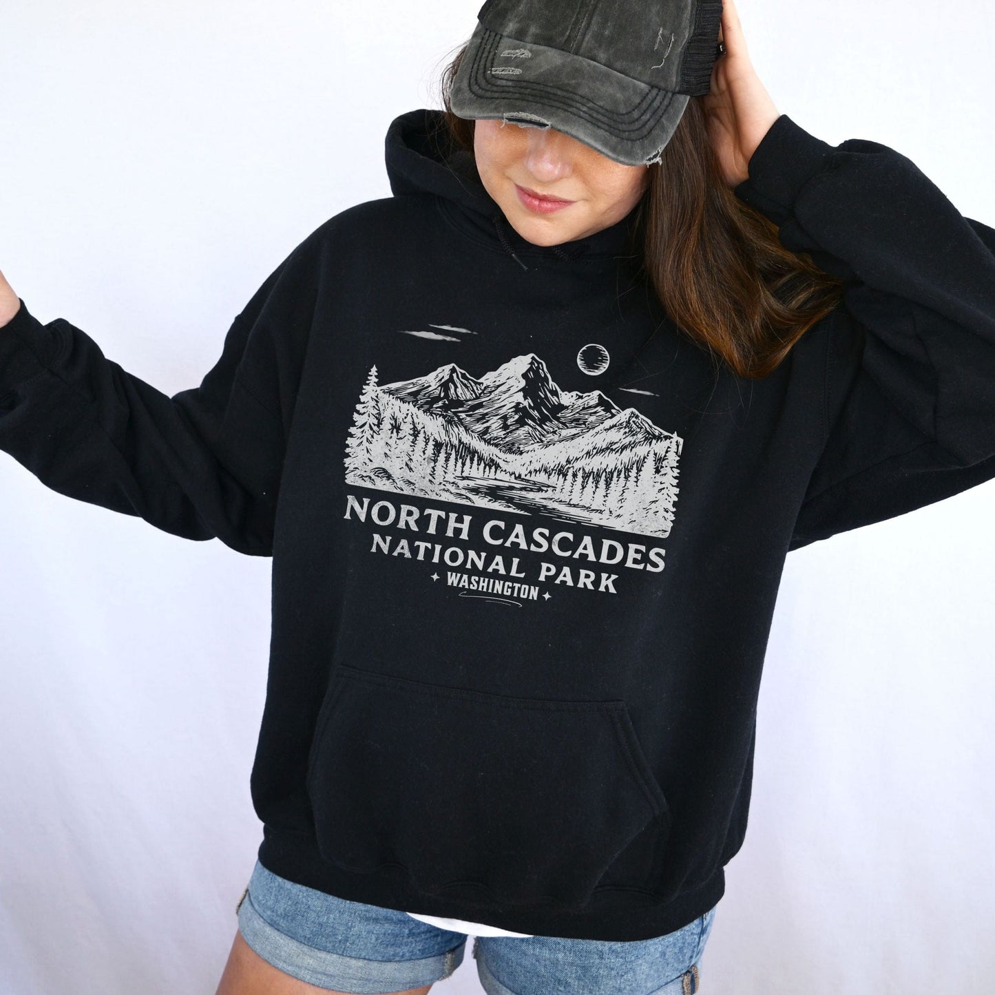 North Cascades Washington Hoodie — Adventure Lovers Softstyle Sweatshirt