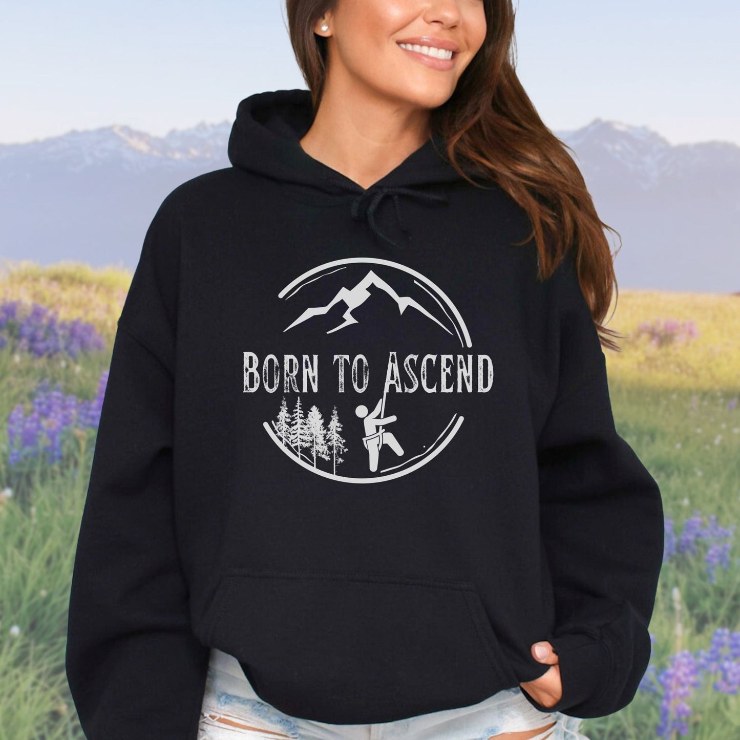 Born to Ascend, Mountain Adventure Shirt for Mountain Climbers/Hiking Lover Gift/Backpacking Pullover Hoodie/Travel Gift