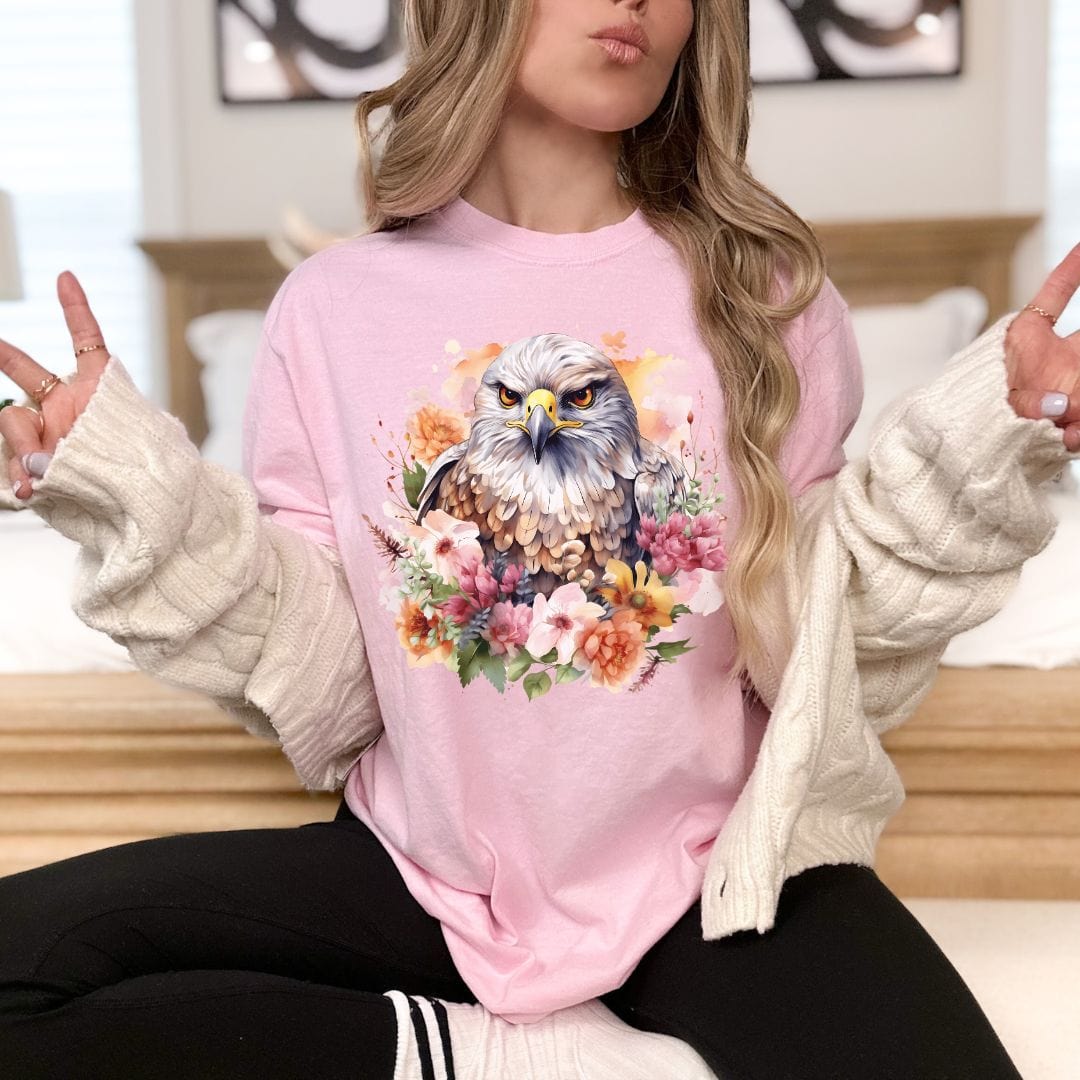 Floral Hawk, Vintage Style Tee