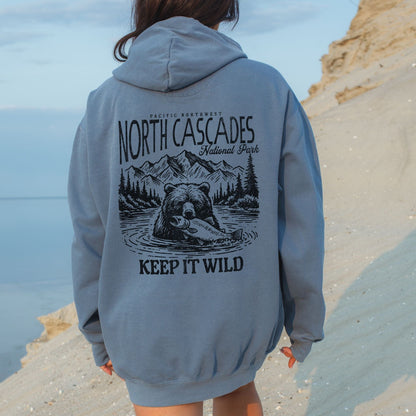 North Cascades National Park Bear Hoodie | Retro Mountain Sweatshirt