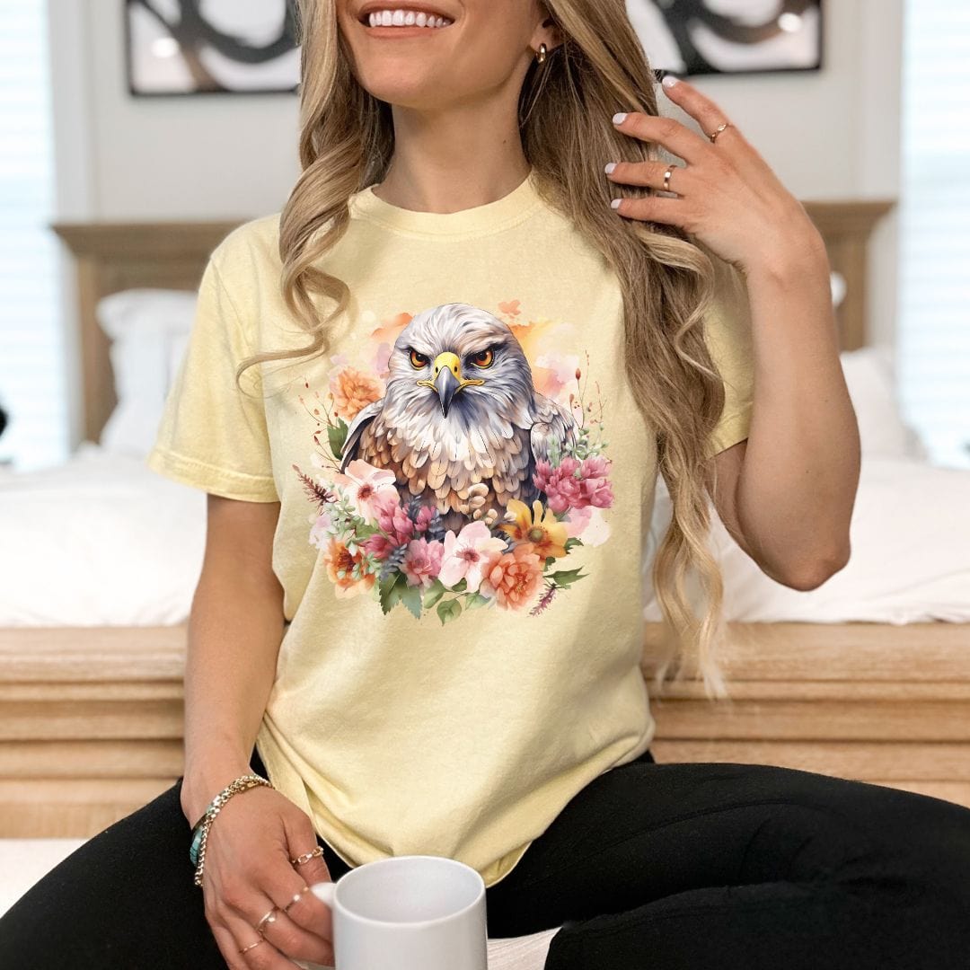 Floral Hawk, Vintage Style Tee