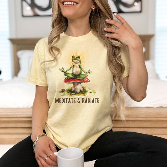 Frog Meditate and Radiate, Vintage Style Tee