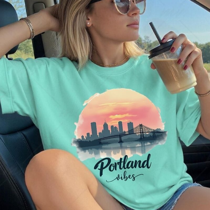 Portland Vibes Sunset Tee | Oregon Retro Graphic T-Shirt