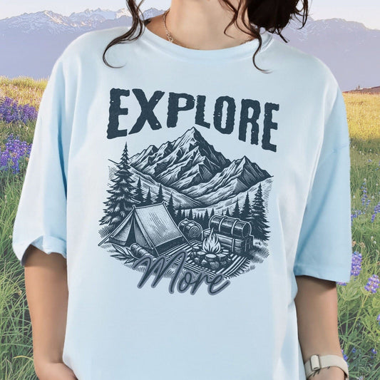 Explore More Camping, Vintage Style Tee