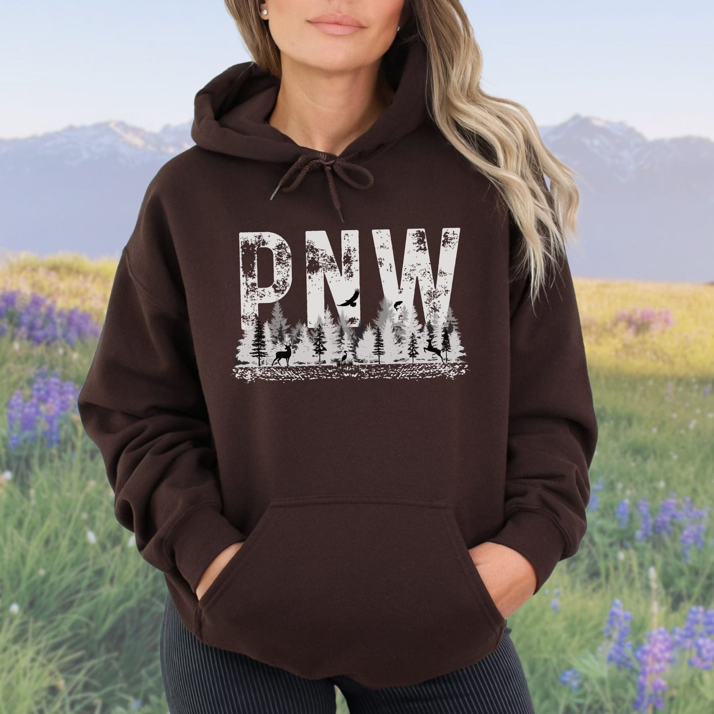 PNW Grunge Letters, Softstyle Hoodie